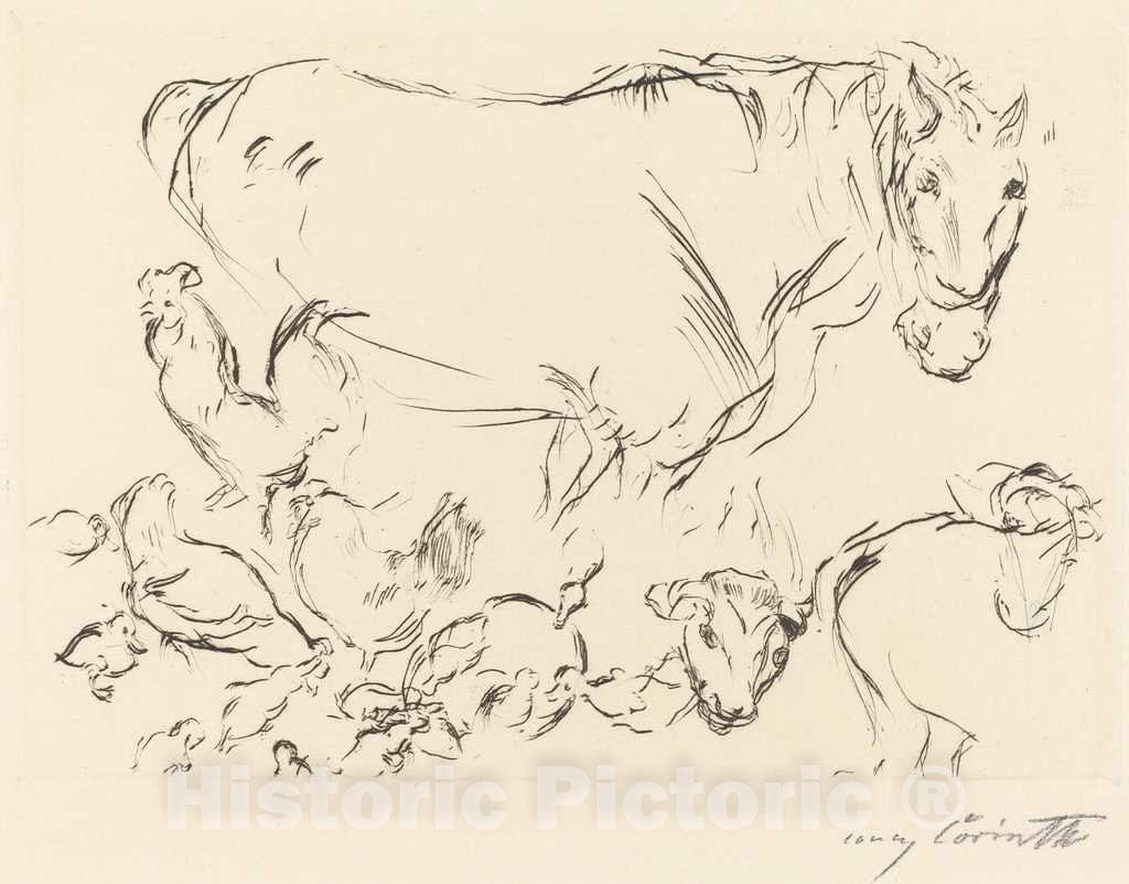 Art Print : Lovis Corinth, Animal Studies (Verschiedene Tierstudien), 1917 - Vintage Wall Art
