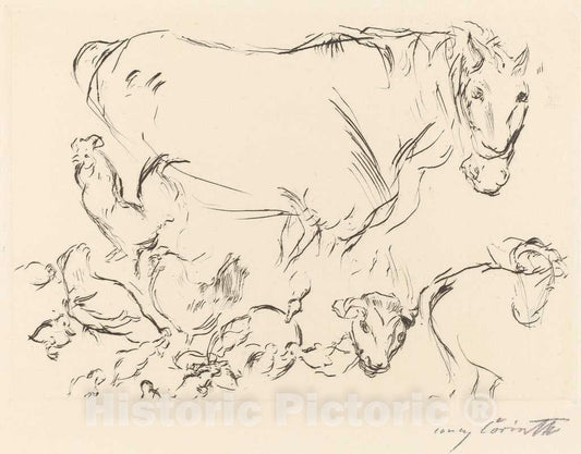 Art Print : Lovis Corinth, Animal Studies (Verschiedene Tierstudien), 1917 - Vintage Wall Art