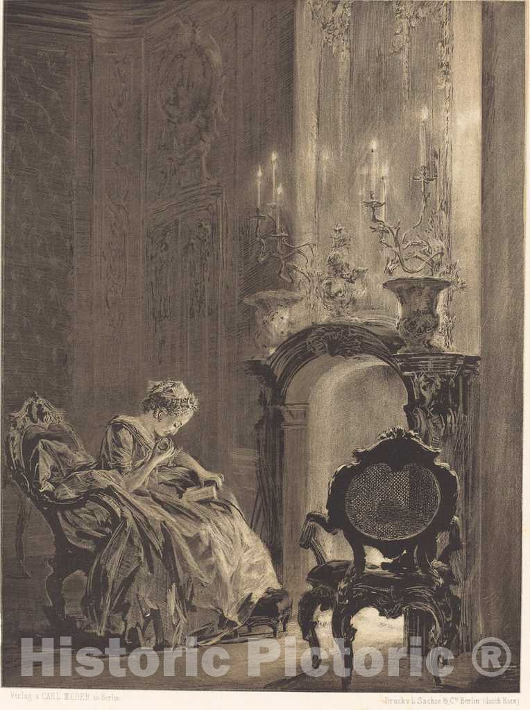 Art Print : Adolph Menzel, Woman Before a Fire, 1851 - Vintage Wall Art