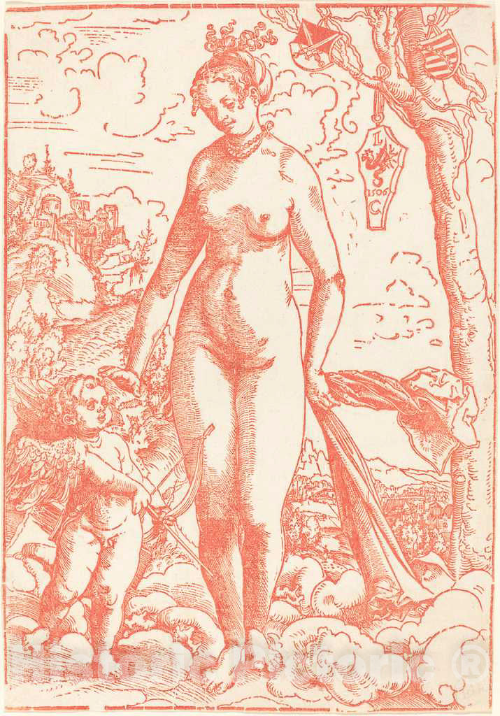Art Print : Lucas Cranach The Elder, Venus and Cupid, Dated 1506 (executed c. 1509) - Vintage Wall Art