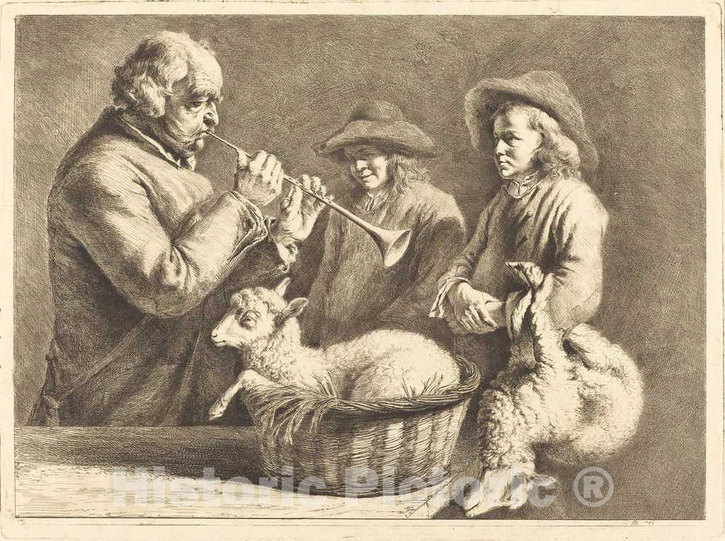 Art Print : Jacques de Boissieu, Oboe Player, 1782 - Vintage Wall Art 1782 - Vintage Fine Art Print