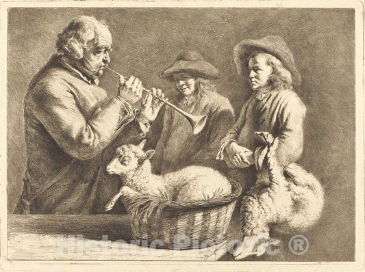 Art Print : Jacques de Boissieu, Oboe Player, 1782 - Vintage Wall Art 1782 - Vintage Fine Art Print
