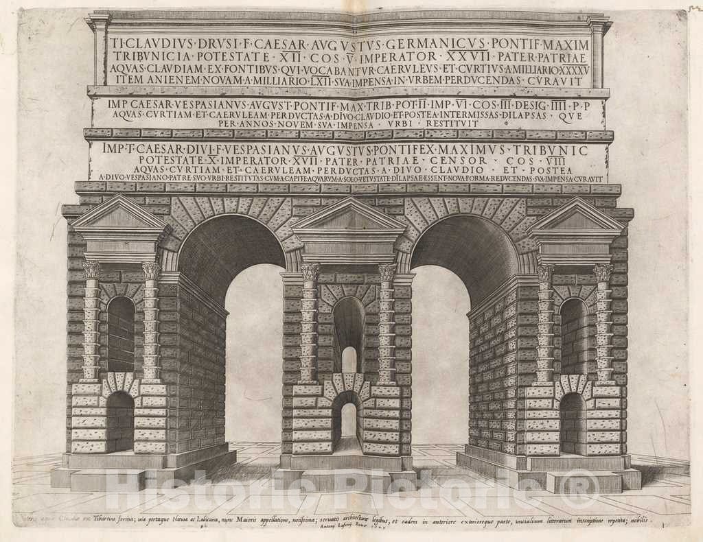 Art Print : Arch of The Claudian Aqueduct, 1549 - Vintage Wall Art