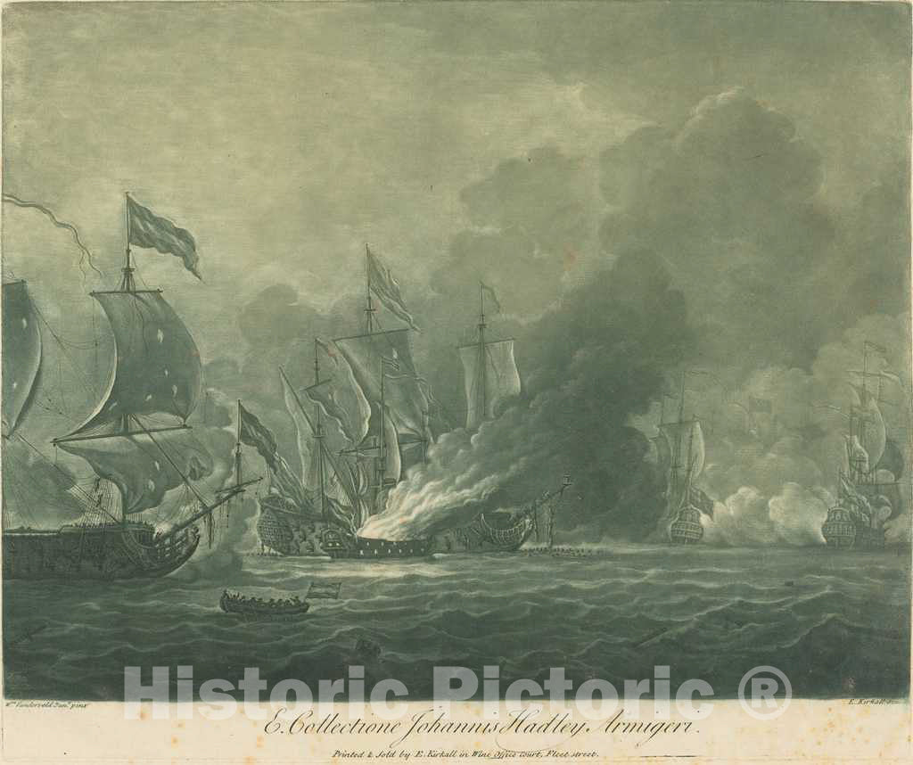Art Print : Kirkall After Van de Velde The Younger, Shipping Scene from The Collection of John Hadley, 1720s - Vintage Wall Art