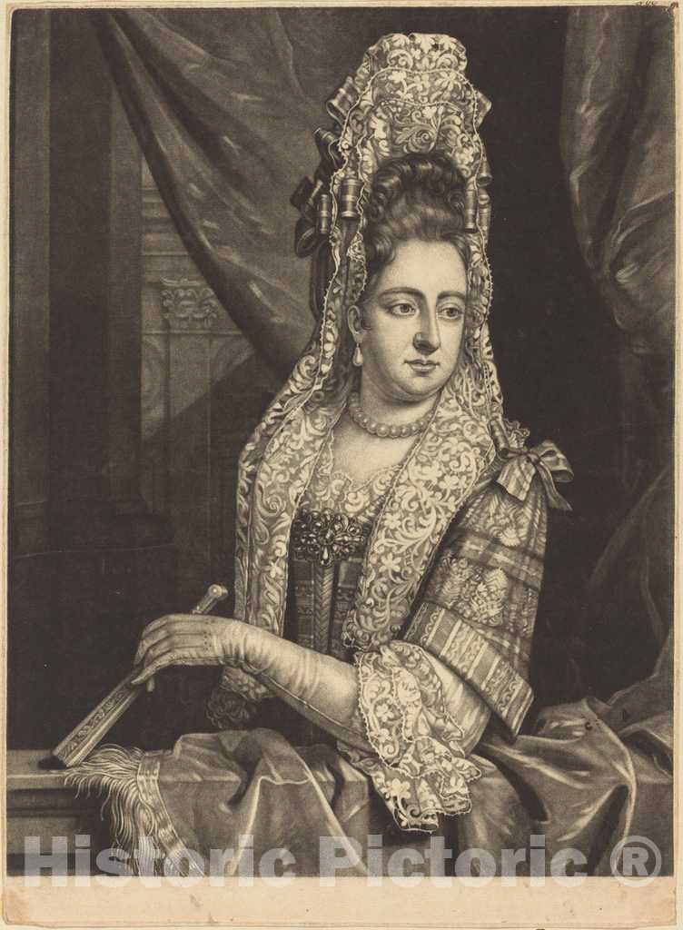 Art Print : Smith After Jan Van der Vaart, Queen Mary, 1690 - Vintage Wall Art