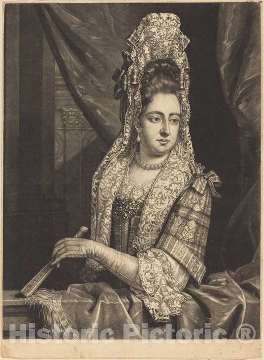 Art Print : Smith After Jan Van der Vaart, Queen Mary, 1690 - Vintage Wall Art