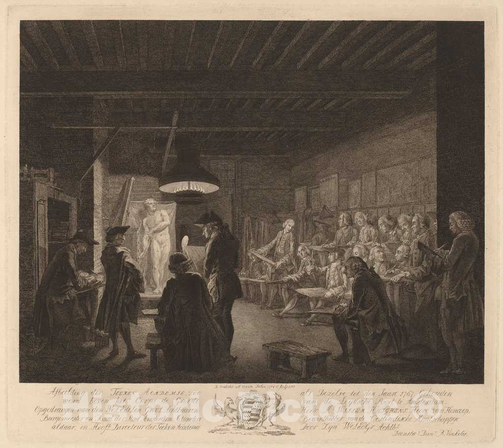 Art Print : Reinier Vinkeles, The Drawing Academy in Amsterdam, 1768 - Vintage Wall Art