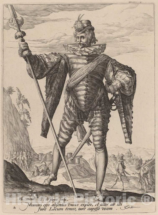 Art Print : Gheyn II After Goltzius, Lieutenant-Colonel, 1587 - Vintage Wall Art