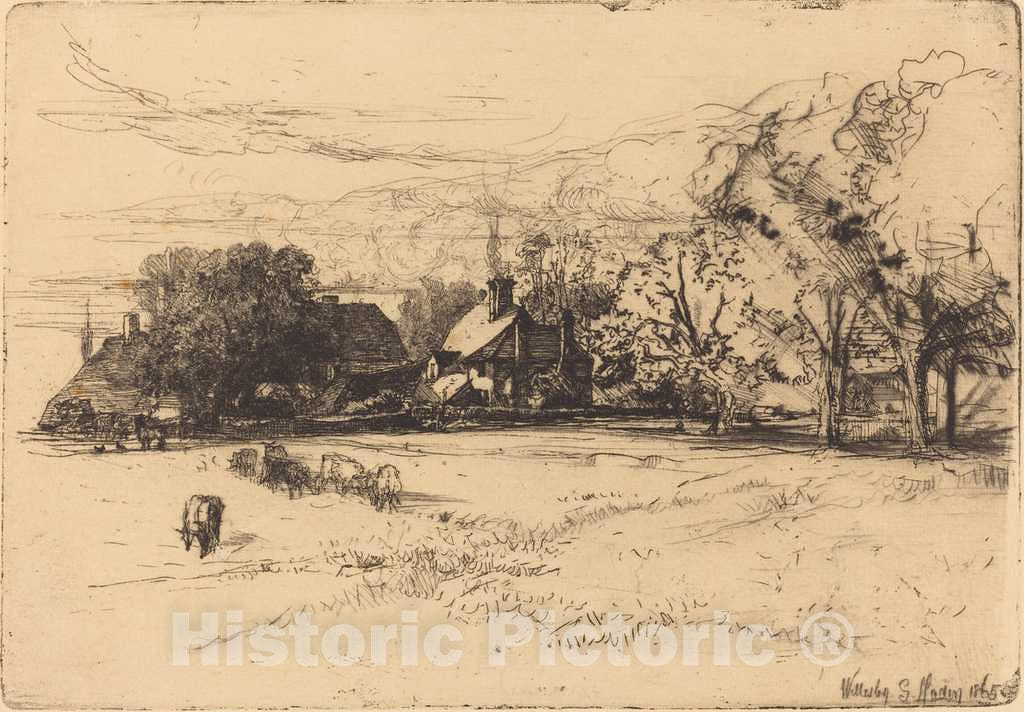Art Print : Francis Seymour Haden, Old Willesley House, 1865 - Vintage Wall Art