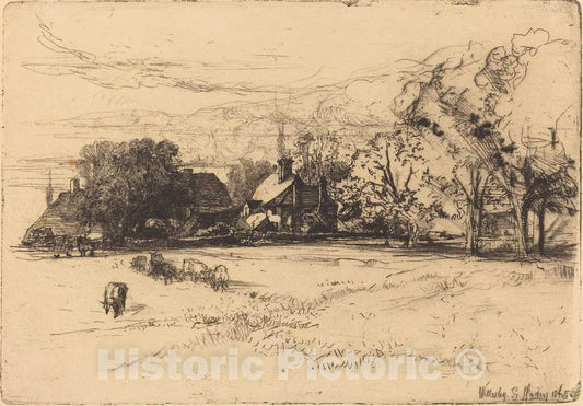 Art Print : Francis Seymour Haden, Old Willesley House, 1865 - Vintage Wall Art