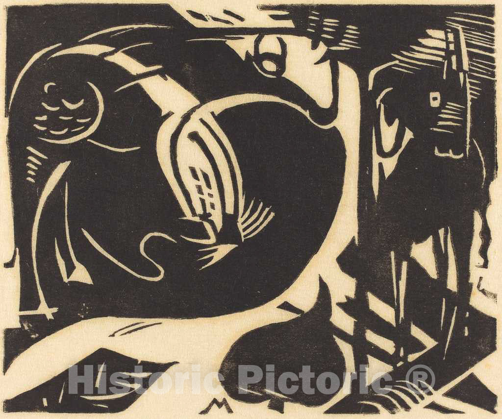 Art Print : Franz Marc, Two Mythical Animals (Zwei Fabeltiere), 1914 - Vintage Wall Art