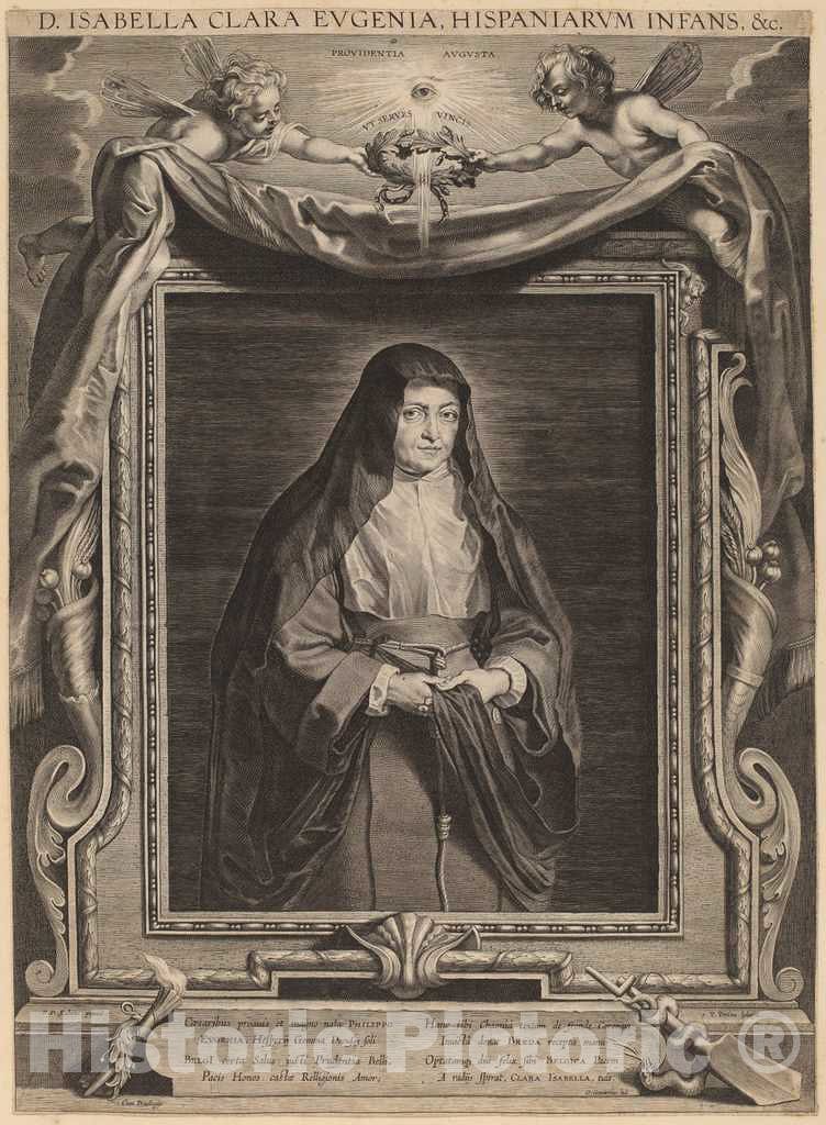 Art Print : Pontius, After Rubens, Isabella Clara Eugenia, Infanta of Spain - Vintage Wall Art