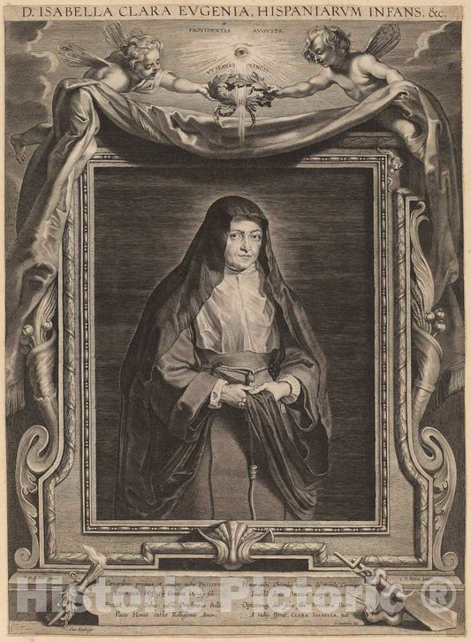 Art Print : Pontius, After Rubens, Isabella Clara Eugenia, Infanta of Spain - Vintage Wall Art