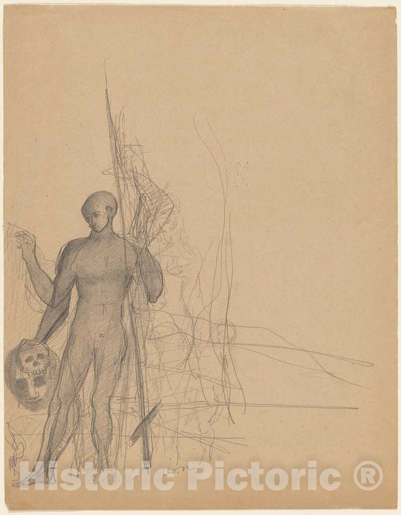 Art Print : Odilon Redon, The Headhunter and His Family, c. 1870 - Vintage Wall Art