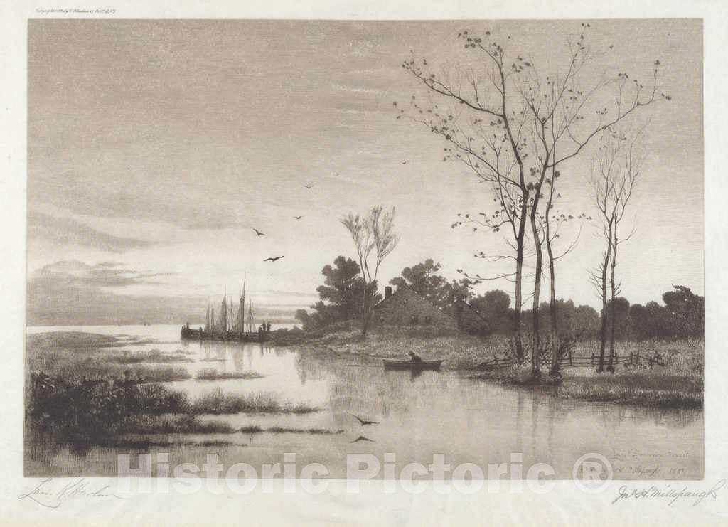 Art Print : John Hill Millspaugh, Shrewsbury River, 1887 - Vintage Wall Art