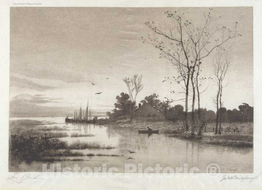 Art Print : John Hill Millspaugh, Shrewsbury River, 1887 - Vintage Wall Art