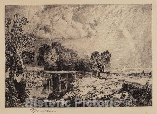 Art Print : Thomas Moran, A Rustic Bridge, 1879 - Vintage Wall Art