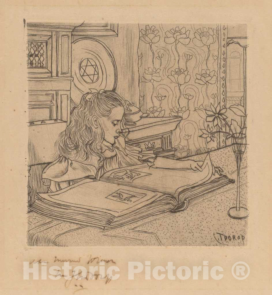 Art Print : Jan Toorop, Charley Looking at an Album of Prints, 1898 - Vintage Wall Art