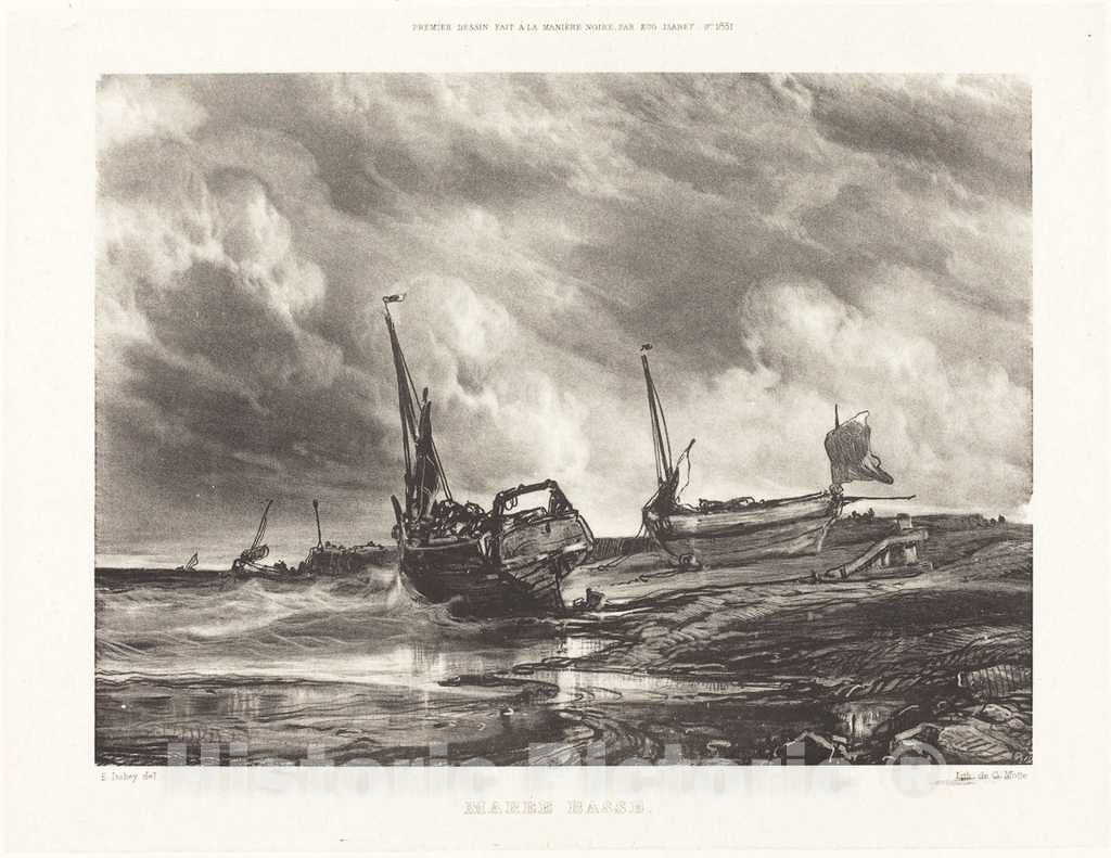 Art Print : EugÃ¨ne Isabey, MarÃ©e Basse (Low Tide), 1831 - Vintage Wall Art