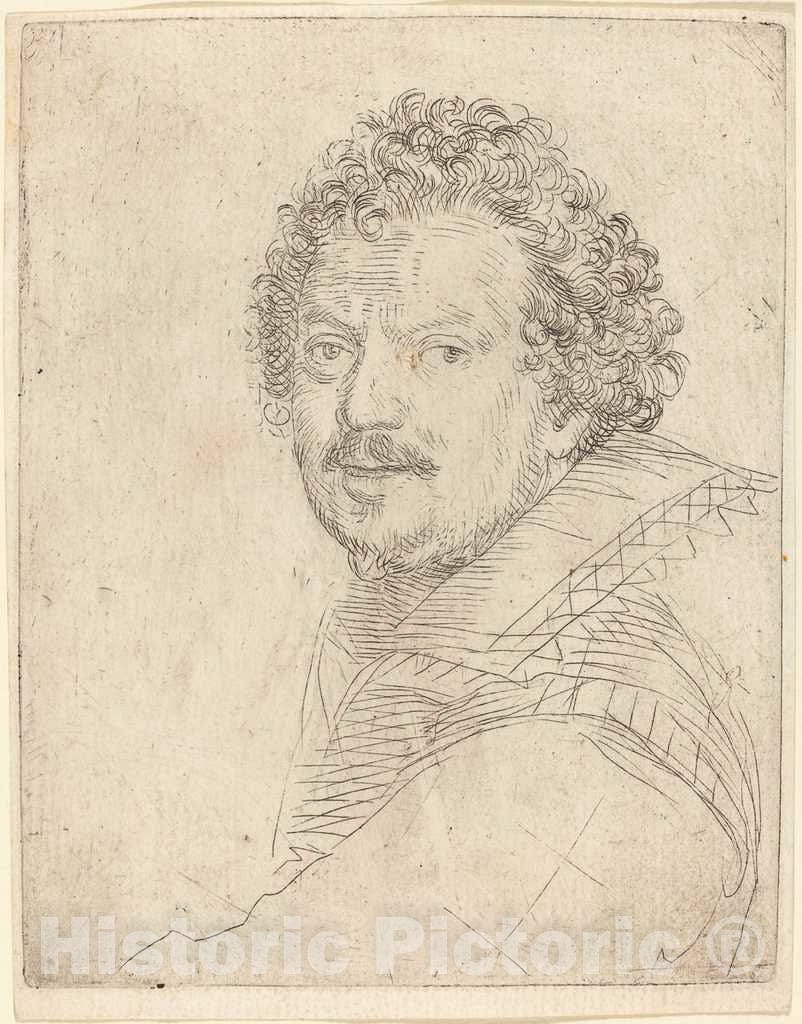 Art Print : Ottavio Leoni, A Man with a Moustache and Goatee, Facing Forward, 1620s - Vintage Wall Art