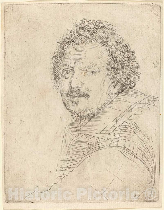 Art Print : Ottavio Leoni, A Man with a Moustache and Goatee, Facing Forward, 1620s - Vintage Wall Art