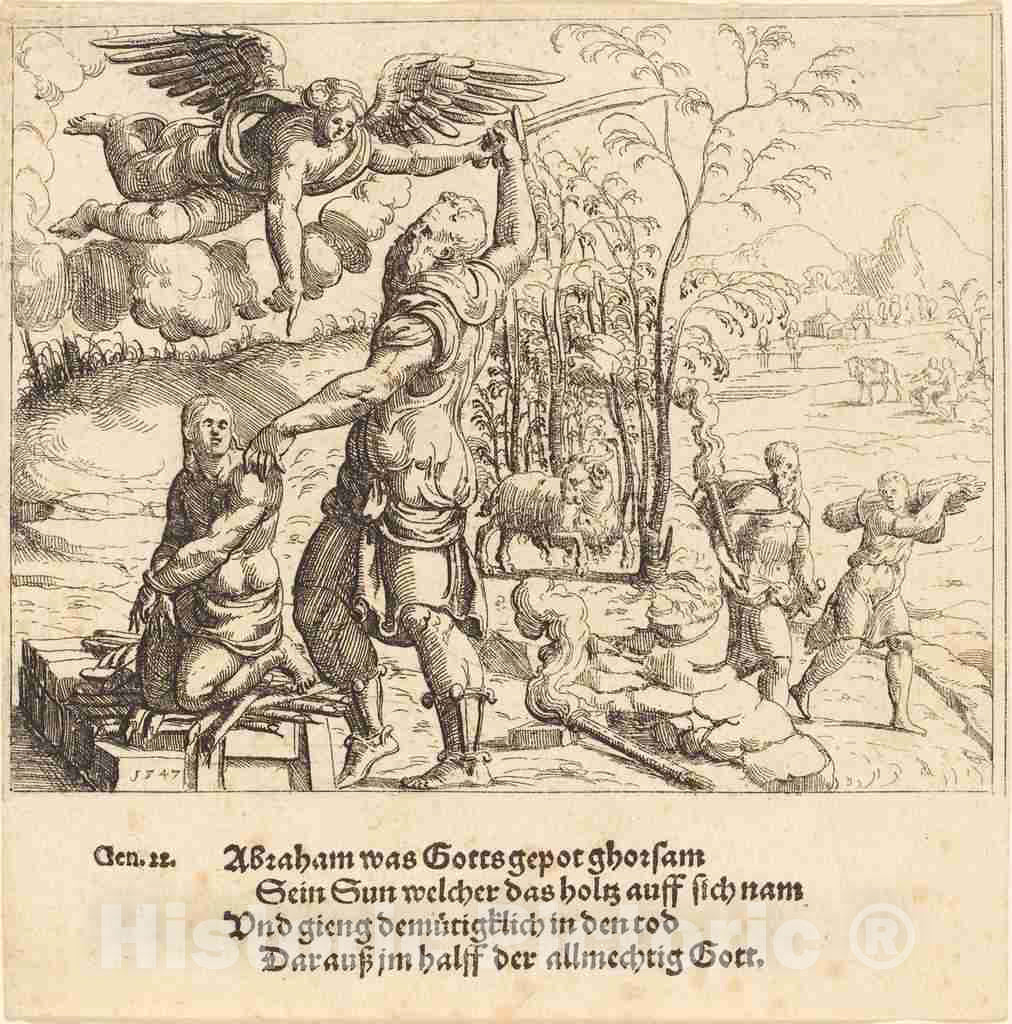 Art Print : Augustin Hirschvogel, The Sacrifice of Isaac, 1547 - Vintage Wall Art