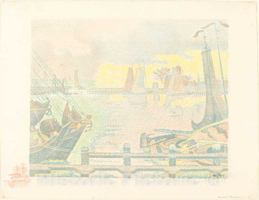 Art Print : Paul Signac, Boats at Flushing (Bateaux Ã  Flessingue), 1895 - Vintage Wall Art