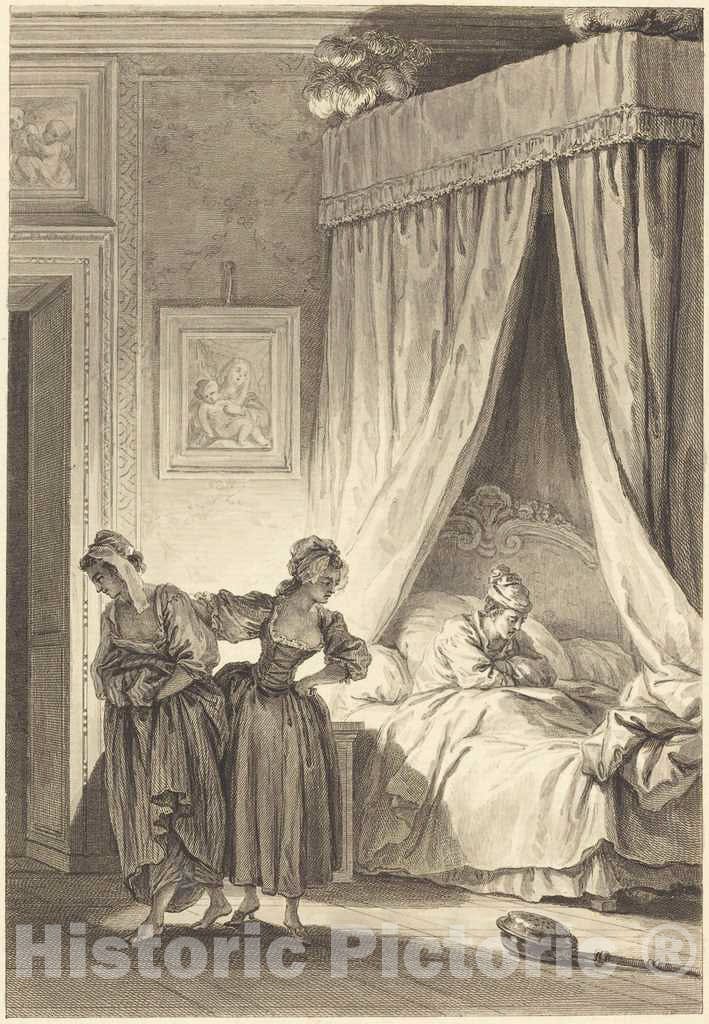 Art Print : Triere and Duclos After Fragonard, La gageure des Trois commeres: La servante - Vintage Wall Art