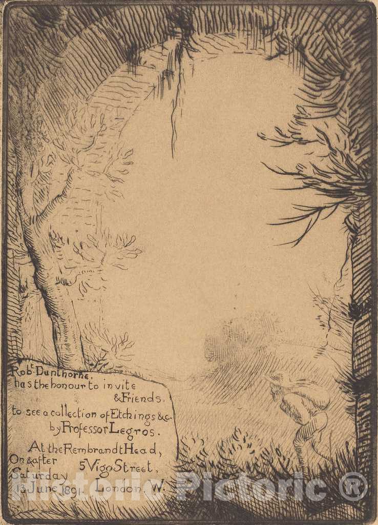 Art Print : Alphonse Legros, Plate Made for an Exhibition at The Dunthorne Home (Planche faite Pour une Exposition Chez Dunthorne) - Vintage Wall Art