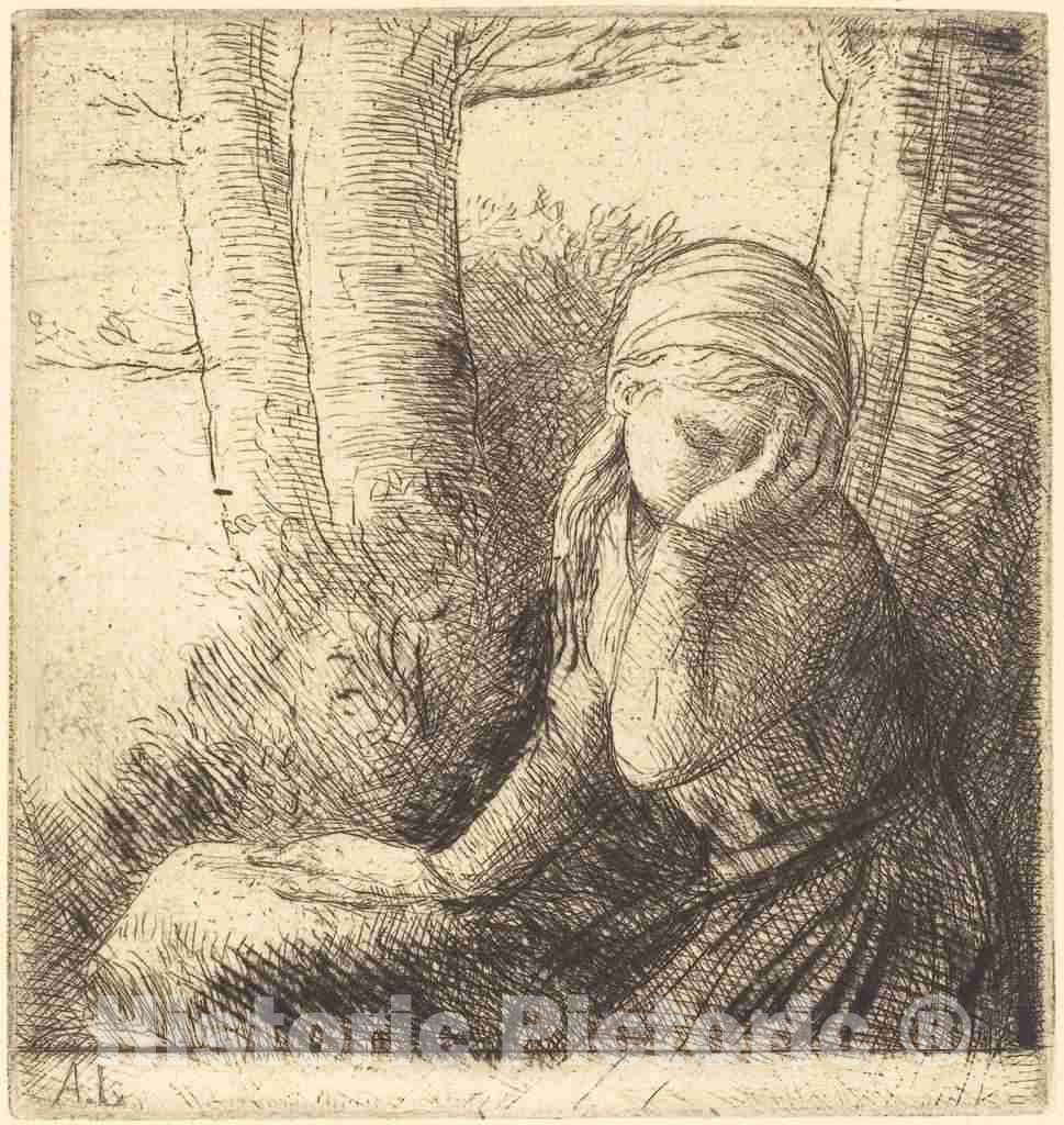 Art Print : Alphonse Legros, Desperate Young Girl (La Jeune desesperee) - Vintage Wall Art