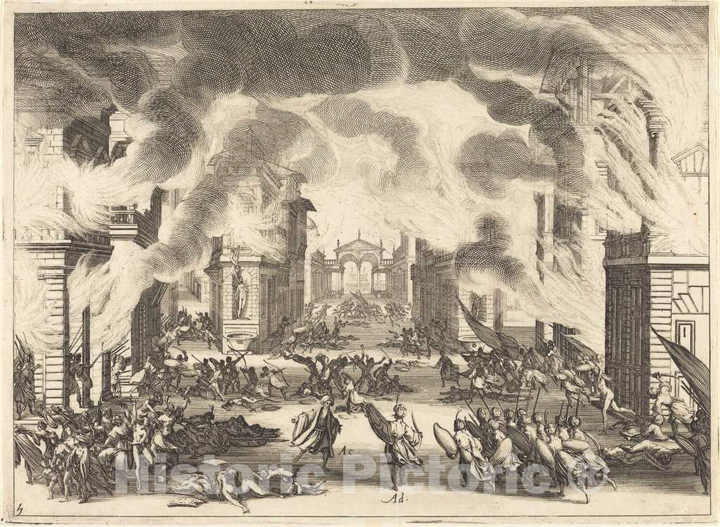 Art Print : Jacques Callot, Solimano, Act V, 1620 - Vintage Wall Art