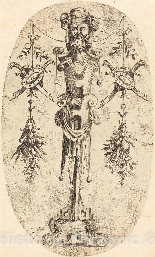 Art Print : Jean Mignon, Bearded Head on a Pedestal - Vintage Wall Art