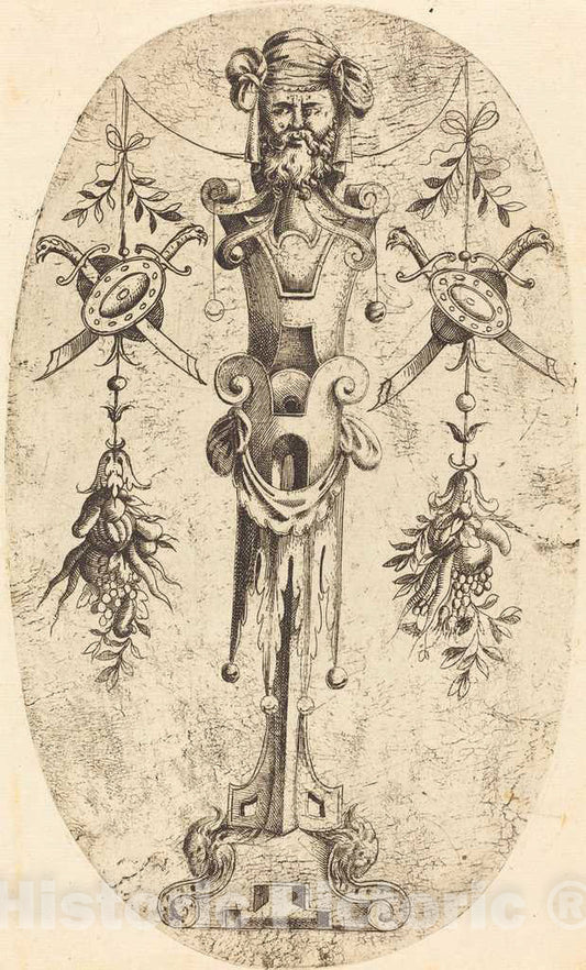Art Print : Jean Mignon, Bearded Head on a Pedestal - Vintage Wall Art