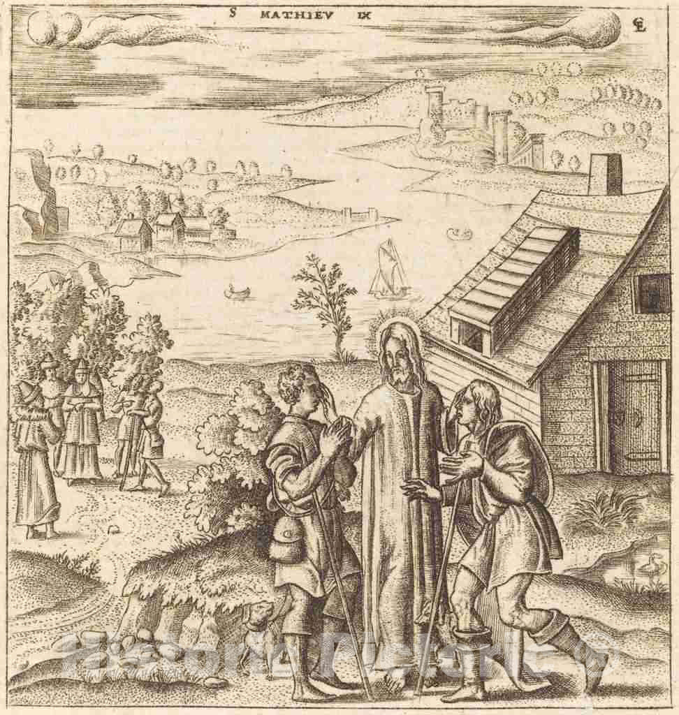 Art Print : LÃ©onard Gaultier, Christ Heals The Two Blind Men, c.1578 - Vintage Wall Art