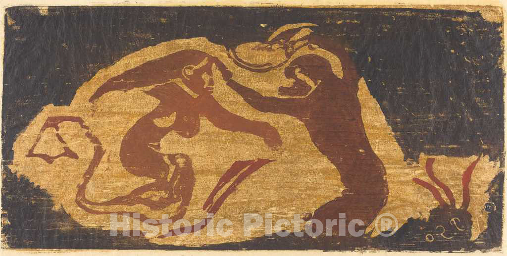 Art Print : Paul Gauguin, The Mermaid and The Monkey - Vintage Wall Art