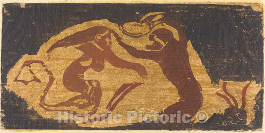 Art Print : Paul Gauguin, The Mermaid and The Monkey - Vintage Wall Art