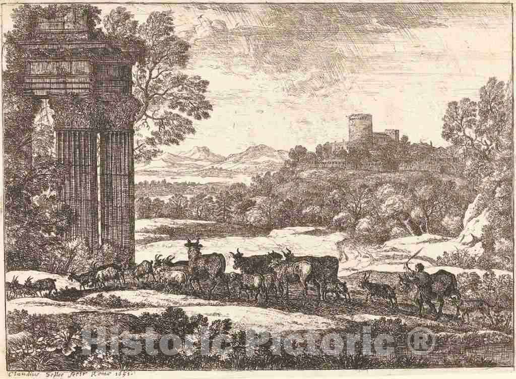Art Print : Claude Lorrain, The Herd Returning in Stormy Weather (Le troupeau en Marche par un Temps orageux), c.1651 - Vintage Wall Art