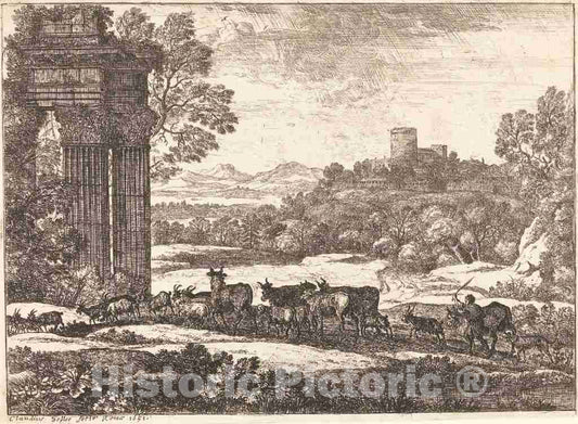 Art Print : Claude Lorrain, The Herd Returning in Stormy Weather (Le troupeau en Marche par un Temps orageux), c.1651 - Vintage Wall Art