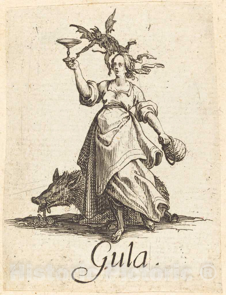 Art Print : Jacques Callot, Gluttony, After 1621 - Vintage Wall Art