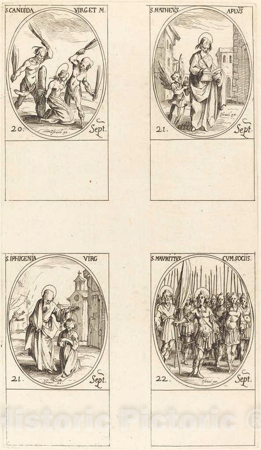 Art Print : Jacques Callot, St. Canida; St. Matthew; St. Ipigenia; St. Maurice and Companions - Vintage Wall Art