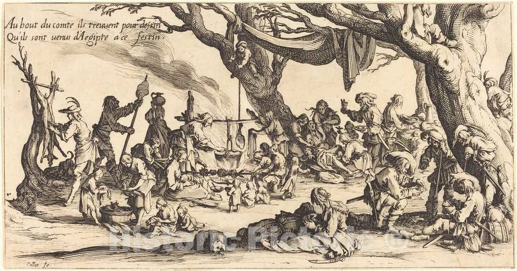 Art Print : Jacques Callot, The Feast of The Bohemians, 1621 - Vintage Wall Art