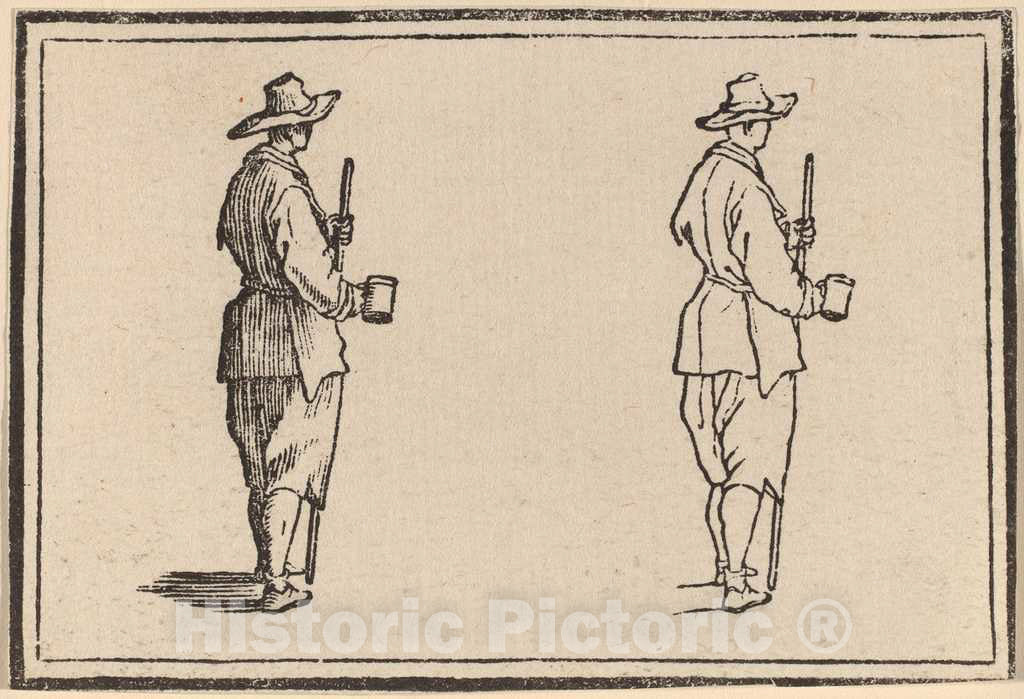 Art Print : Eckman After Jacques Callot, Peasant with a Cup, 1621 - Vintage Wall Art