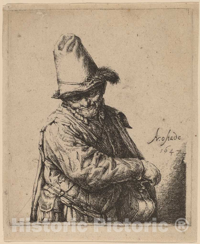 Art Print : Adriaen Van Ostade, Organ Grinder, 1647 - Vintage Wall Art