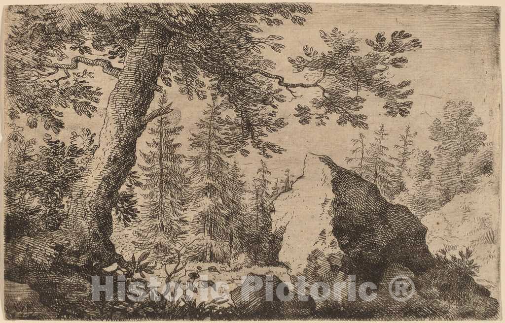 Art Print : Allart Van Everdingen, Boulder in The Woods, c.1651 - Vintage Wall Art