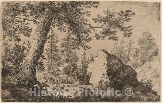 Art Print : Allart Van Everdingen, Boulder in The Woods, c.1651 - Vintage Wall Art