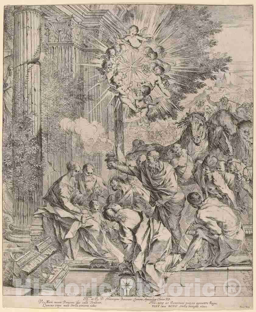 Art Print : Pietro Testa, The Adoration of The Magi - Vintage Wall Art