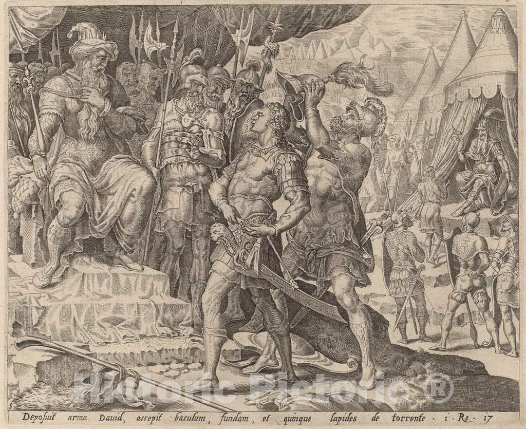 Art Print : Maerten Van Heemskerck, David Armed Before Saul, c.1556 - Vintage Wall Art