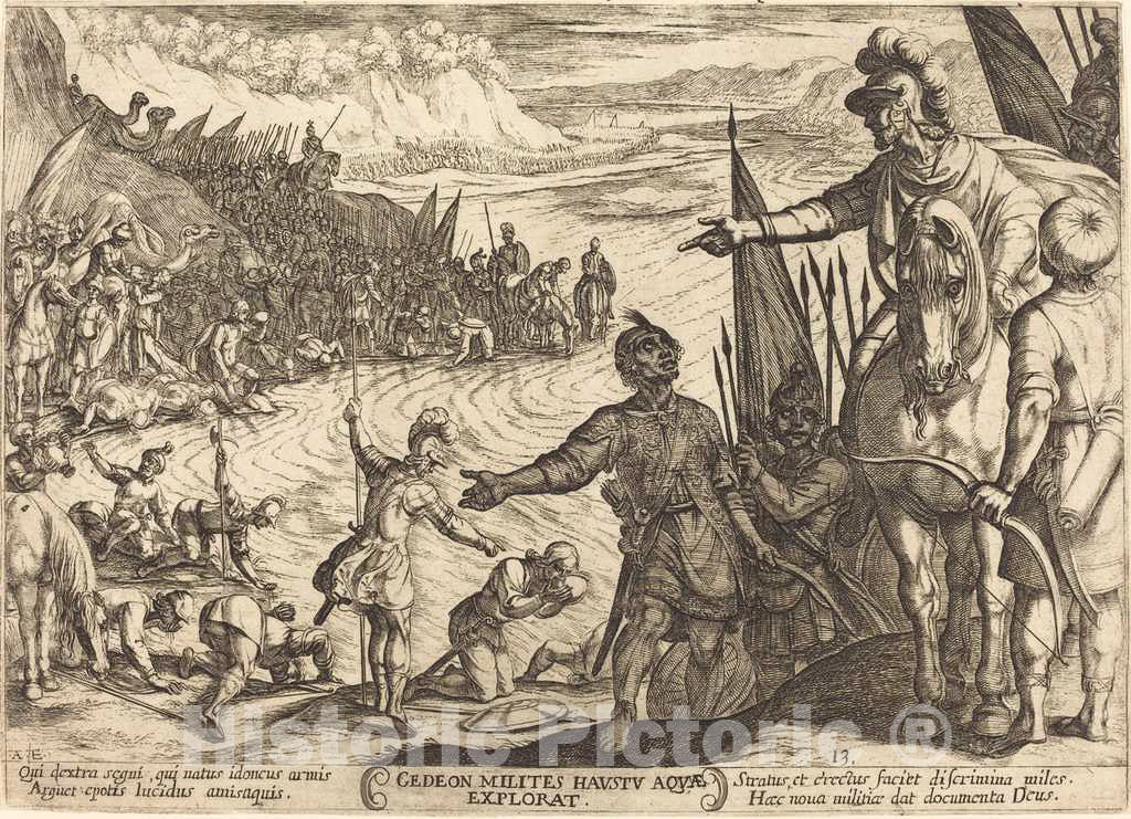 Art Print : Antonio Tempesta, Gideon Chooses His Soldiers, 1613 - Vintage Wall Art