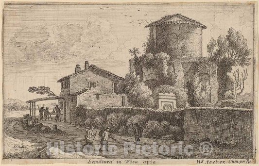 Art Print : Herman Van Swanevelt, Tomb on The Via Appia - Vintage Wall Art