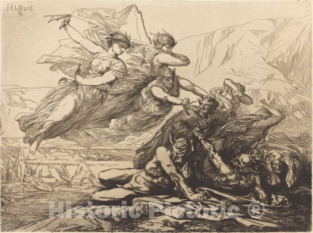 Art Print : FranÃ§ois-Nicolas Chifflart, Justice, Vengeance, and Truth, 1865 - Vintage Wall Art